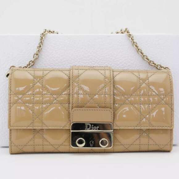 DIOR Cannage Promenade Wallet on Chain, Nude/Tan Patten Leather - Picture 4 of 12